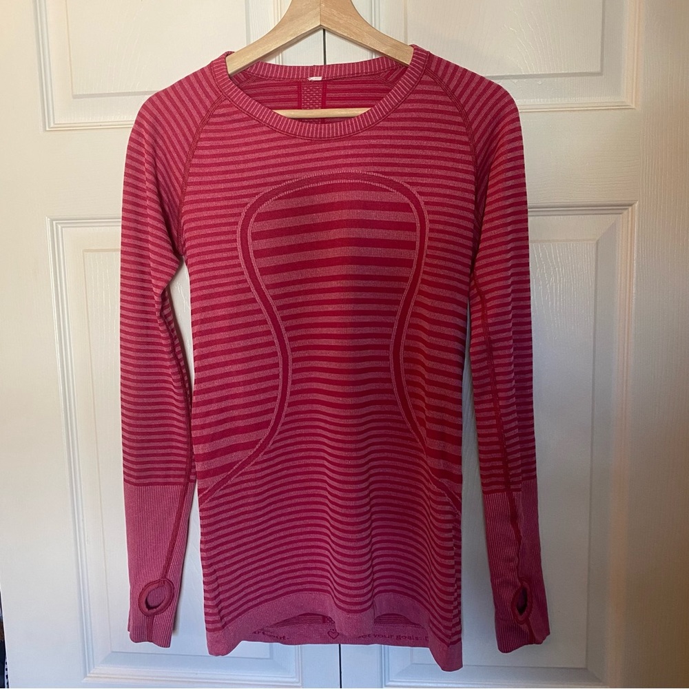 Lululemon Long Sleeve Shirt Pink Fuchsia Size Women's 8 Medium Run